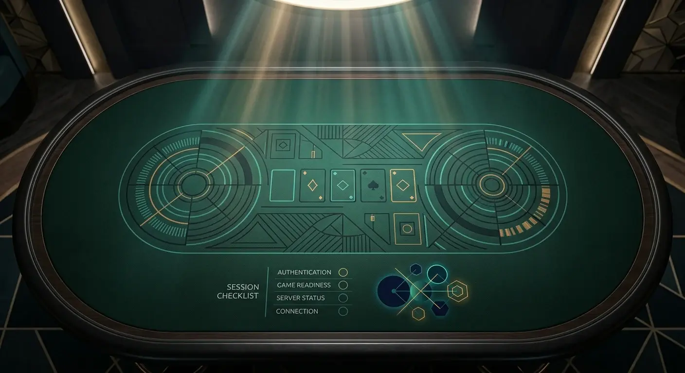 Live casino table with dealer area, betting positions and streaming interface